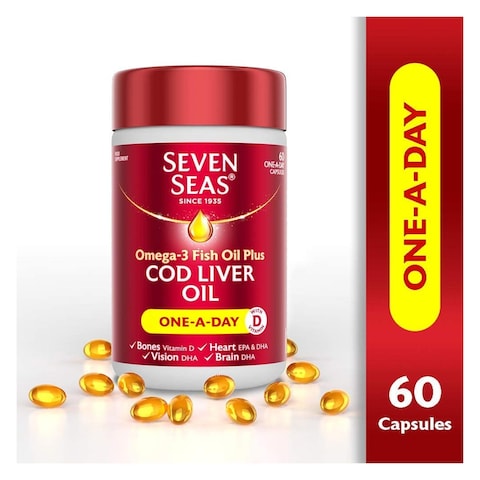 Seven Seas Omega-3 Fish Oil Plus Cod Liver Oil 60 Capsules