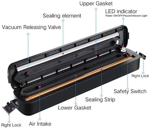 Generic Portable Vacuum Sealer Household Sealing Machine With Automatic Vacuum Air Sealing System British Standard Power Supply Voltage + 15 Bags