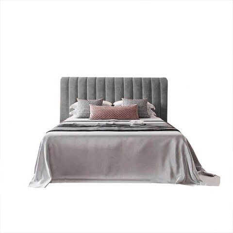 إن هاوس لاتيسو هيكل سرير منجد بالمخمل - نفر ونص - 200×140 سم - رمادي