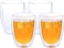 Lushh Double Wall Insulated Coffee Tea Cups, Borosilicate Glass Tea Cups for Espresso, Cappuccino, Latte, Macchiato, Tea, Smoothies, and Juice, Water, Set of 4 Pcs 350 ML (12Oz)