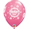 Qualatex Baby Girl Dots Rose Latex Balloons 6-Pieces- 11-Inch Size