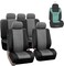 Fh Group Premium Pu Leather Full Set Car Seat Covers With Gift, Universal Fit For Cars Trucks And Suvs (Gray/Black) Pu002115