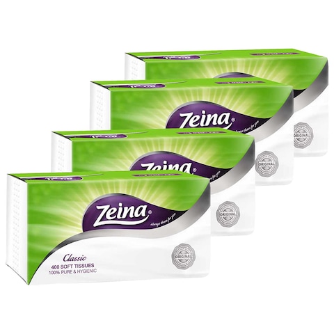 Zeina Classic Facial  Tissues - 400 Tissue Pack of 4