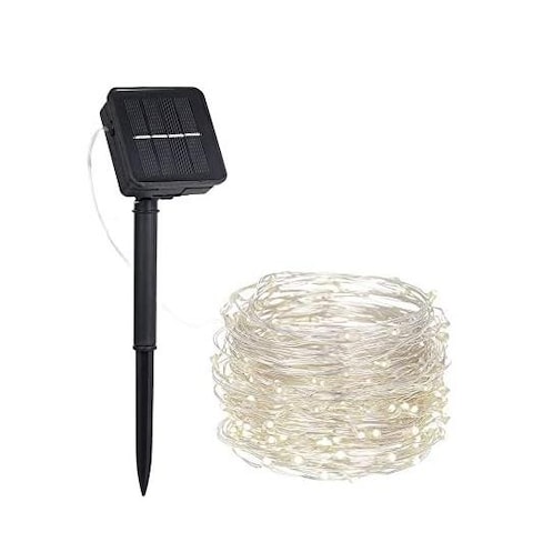 Solar String Lights 12M 100LED 8 Modes Solar Powered Lights for Home,Gardens, Patios,weddings and Parties (White)