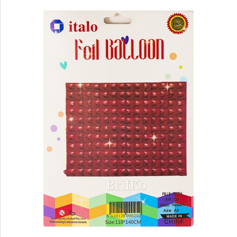 Italo Square Shaped Quilt Foil Balloon Red