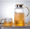1Chase Heat Resistant Borosilicate Glass Water Pitcher With Bamboo Lid And Stainless Steel Strainer For Tea, Coffee, Juice And For Daily Use,1800 ml (Only Pitcher).