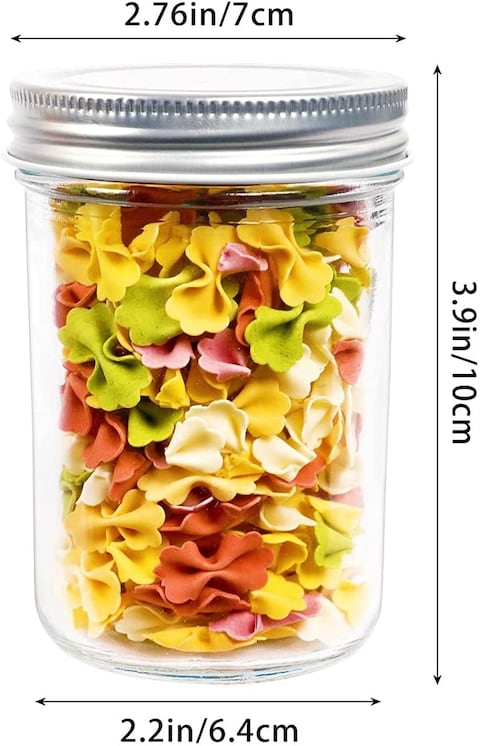 Star Cook Mason jar, with a sealed metal regular lid (8oz/250ml), a sealed clear glass jar, used for desserts, coffee beans, seasonings, honey, jam, jelly, a total of 12 (250ML)