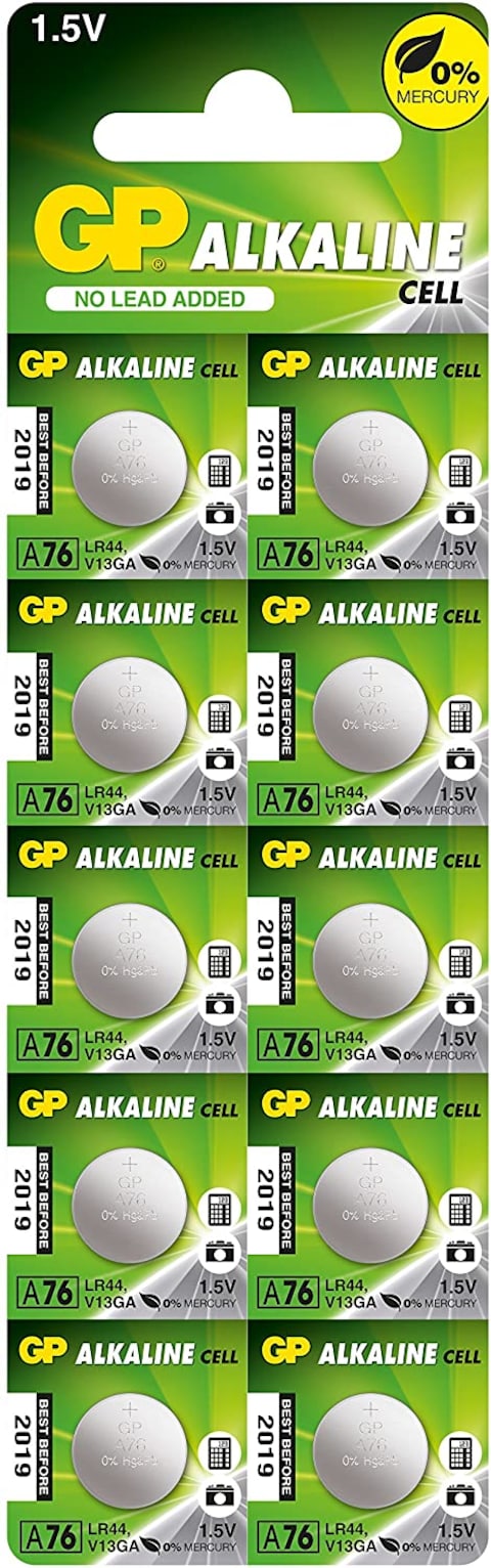 Generic GP LR44/ AG13/ A76/ G13/ LR44H Alkaline Button Cell 1.5V Batteries &ndash; 10 Pieces