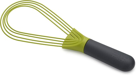 Joseph Joseph 10539 Twist Whisk- Flat Whisk And Balloon Whisk- Suitable For Non-Stick Cookware, Silicone, Grey/Green