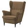 In House 2 Pieces Chair King Linen With Two Wings And FootStool - Brown - E3