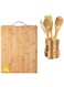 Marrkhor Set Natural Bamboo Spoons With Large Wood Kitchen Cutting Board Pure Solid Turn