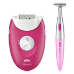 Buy Braun Silk Epil 3 Epilator Plus Massage Rollers And Bikini Trimmer 3420 Pink in UAE