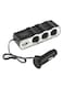 Generic - 3-Way Socket USB Car Charger Black/Silver