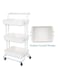 3-Tier Utility Cart Rolling Storage Shelf With Handles 2 Lockable Wheels White 86x42x30centimeter