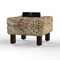 Reposa Floral Print Wooden Cushioned Footrest Stool (Walnut Legs)