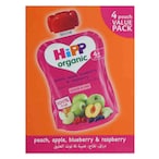 Buy Hipp Organic Peach Apple Blueberry And Raspberry Juice 90g Pack of 4 in UAE