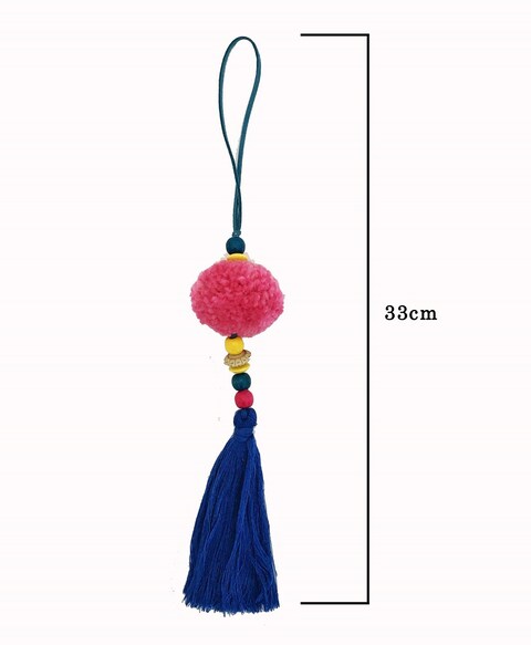 Pompom Fluffy Hanging Charm Pink 33cm