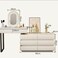 AWD Dressing Table, Makeup Desk, Elegant Solid Wood Bedroom Vanity Table with Smart Lighted Mirror, Side Chest of Drawers and Chair, Girls Women's Gift Essential Bedroom Furniture Color White