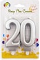 Party Time Silver Number 20 Birthday Candle Kids Adult Birthday Cake Decoration - Number Candle For Anniversary, Valentines Birthday Candle Cake Topper