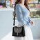 Girls Fashion Wide Strape Cross Body Shoulder Bag - Black