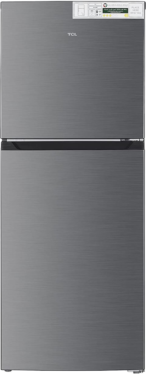 TCL 256 Liters Double Door Top Mount Refrigerator With Super Cool Function, Powerful Interior LED Light And Large Crisper Drawer With Humidity Control - Silver (P256TMS)