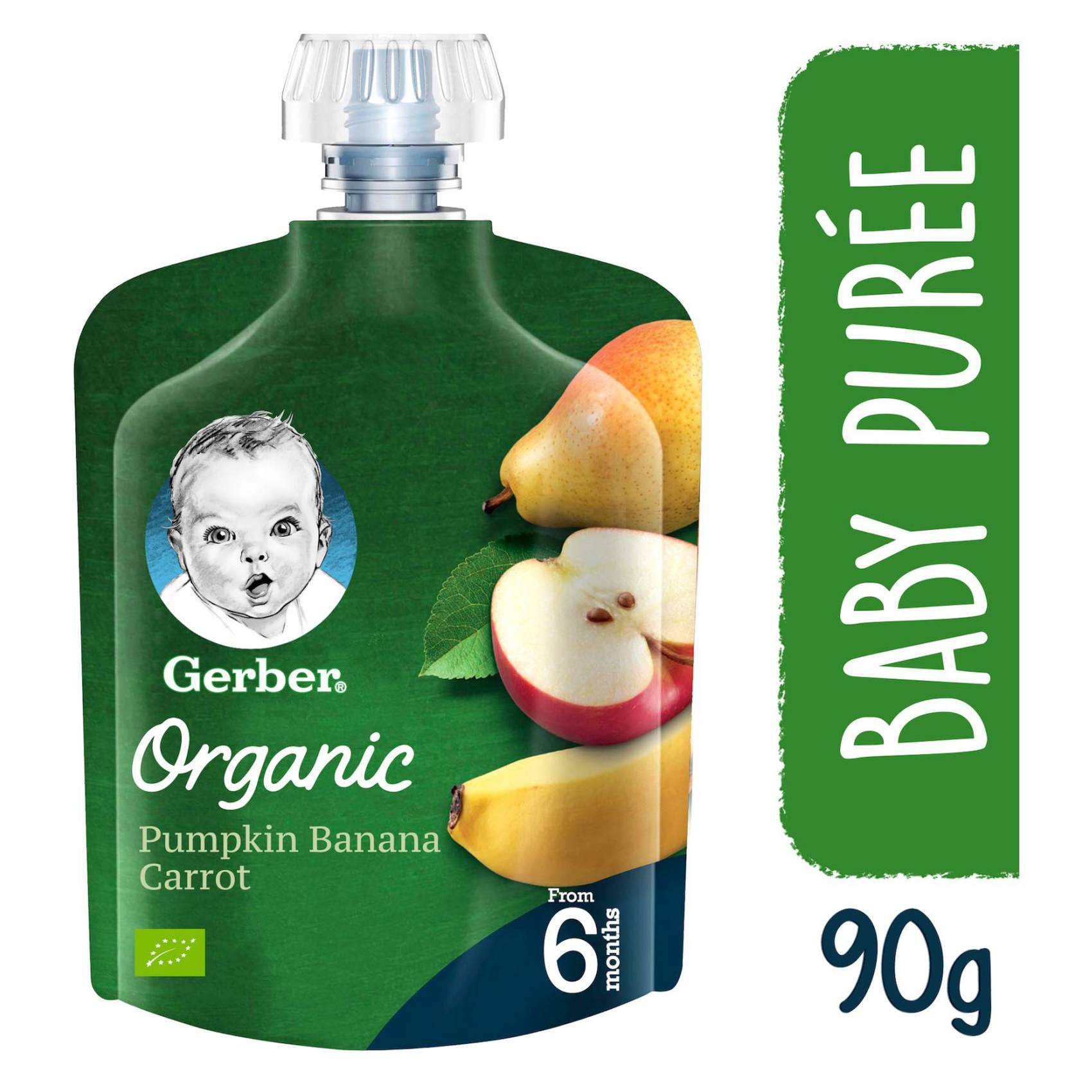 Gerber Organic Pear Apple And Banana Puree Green 90g