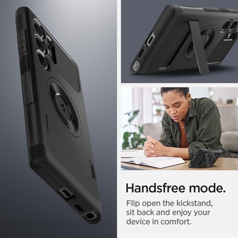 Spigen Slim Armor MagFit for Samsung Galaxy S24 ULTRA case cover with Kickstand MagSafe compatible (2024) - Black