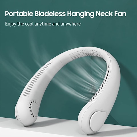 Generic Portable Neck Fan Rechargeable Bladeless Wearable Cooling Head Fan 3-Speed 1800mAh Battery Operated Wearable Personal Fan U-Shape Air Fan Hands Free For Sport Outdoor Traveling Home Office