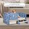Dog bed for small and medium dogs, Plastic moisture-proof dog bed with Ladder, Anti-slip bottom, and storage box, Waterproof pet bed for indoor and outdoor 82 cm (Blue)