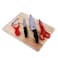 5 Pcs Kitchen Essential Cutting Set with Wooden Cutting board Complete Set with Paring Knife- Chef Knife Peeler &amp; Utility Knife- Stainless-Steel Sharp Blades