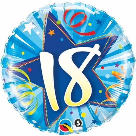 Qualatex 18 Shining Star Round Foil Balloon- 45 cm Size- Bright Blue