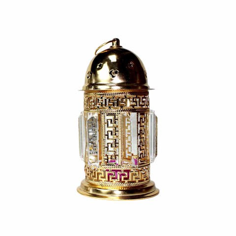 فانوس رمضان معدني مع شمعة مضيئة - حجم متوسط