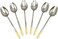 Liying 6Pcs Gold Topper Design Stainless Steel Dessert Spoon Set 15.5cm x 3cm, Modern Silver Dessert Spoons for Home, Kitchen, Restaurant, Fine Edge &amp; Mirror Polished, Dishwasher Safe