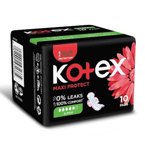 Kotex Maxi Protect Thick Pads Super Size Sanitary Pads with Wings 10 Sanitary Pads