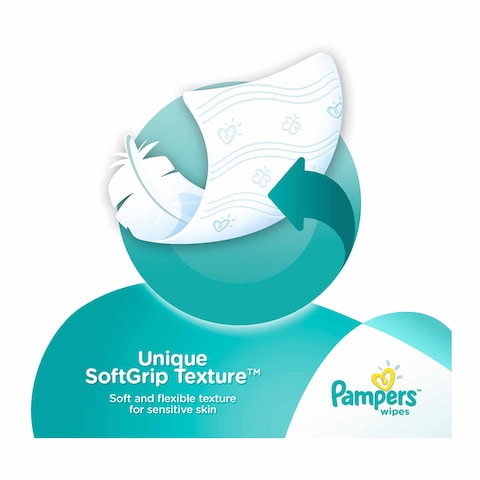 Pampers Sensitive Baby Wipes, 56 Wipes - Pack of 3+1 Free
