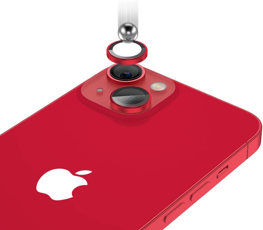 Amazing Thing iPhone 14 and iPhone 14 PLUS Camera Lens Protector Supreme Tempered Glass Aluminum AR Lens Defender - Red