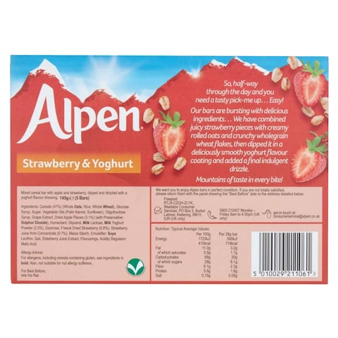 Alpen Strawberry And Yoghurt Muesli Bar 145g