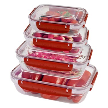 Dunya 30848 Master Rectangular Food Storage Containers 4 Pieces Red/Clear
