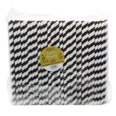 Ecstacy Thick Paper Straws Black/White