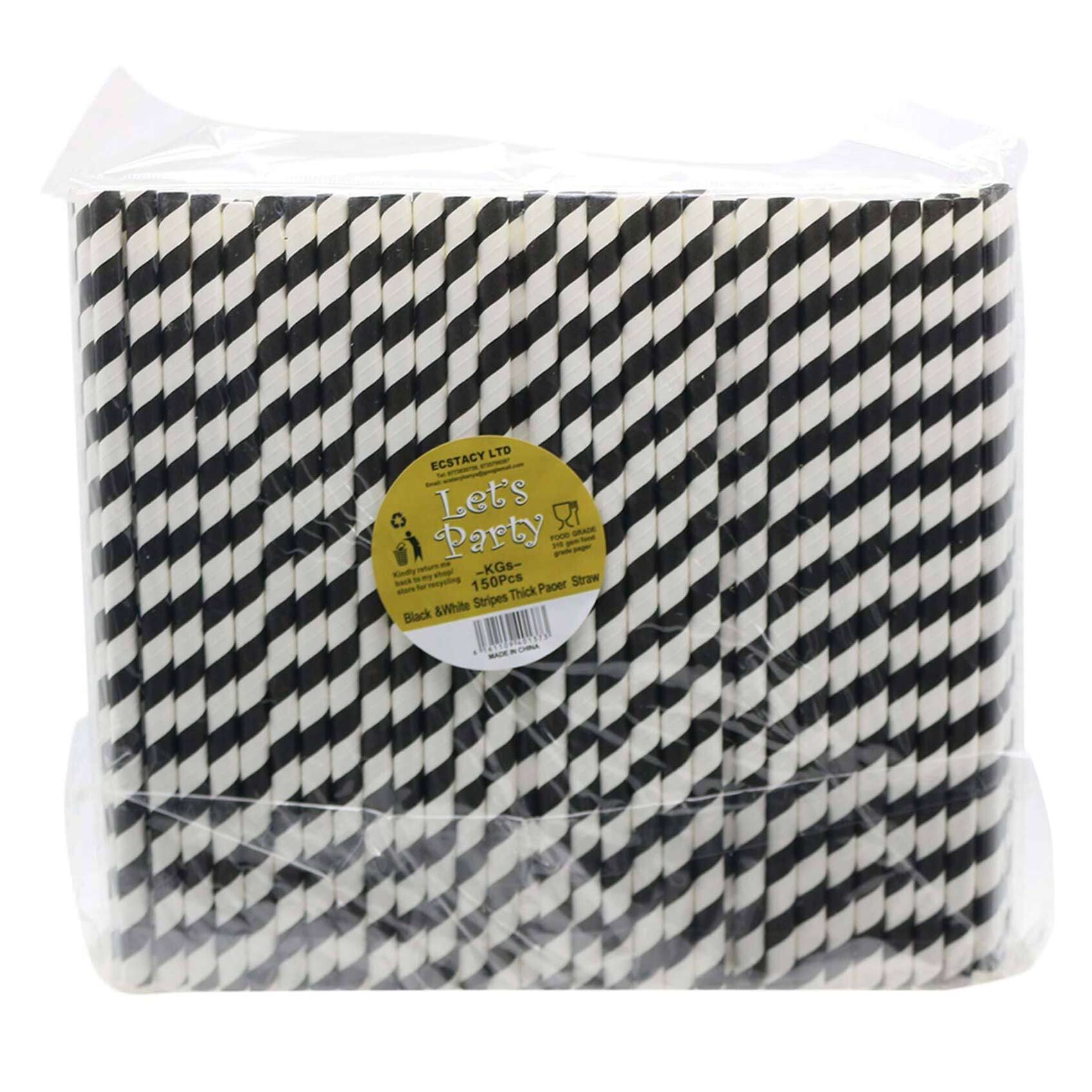 ECSTACY THICK PAPER STRAWS BLK/WHT