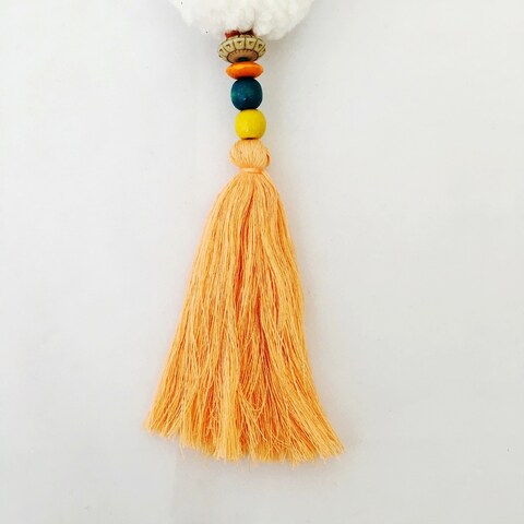 Pompom Fluffy Hanging Charm White 33cm