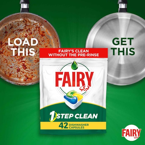 Fairy 1 Step Clean Automatic Dishwasher Tablets Lemon Scent 42 Tablets  Online | Carrefour KSA