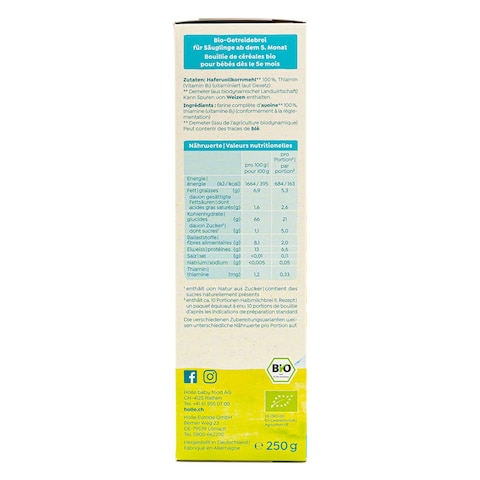 Holle Org Wh.Grain Cereal Oat 250G