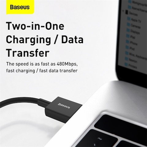 Baseus iPhone Cable USB to Lightning-Fast Charging Cable Charger Cable 2.4A Lightning Cord Compatible for iPhone 14/14 Pro/14 Plus/14 Max iPhone 13 Pro 12 Pro Max 11 XS SE 7 Plus 6S iPad Pro 2M Black