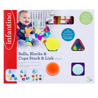 Infantino Balls Blocks And Cups Stack And Link Playset 3+ Months