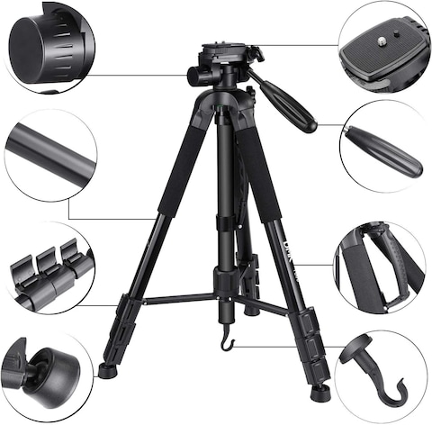 DMK Power T800 Video Camera Tripod 70 Inch/178cm 3 In 1 Tripod And Monopod Lightweight Portable Tripod For Slr/DSLR Cameras With Tripod Bag (Load 5Kg)