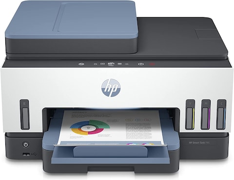 HP Smart Tank 795 All-In-One Printer Wireless, Print, Scan, Copy, Fax, Auto Duplex Printing, Auto Document Feeder, Print Up To 18000 Black Or 8000 Color Pages, White/Blue, [28B96A]