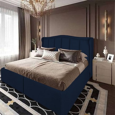 In House Shumt Linen Bed Frame - Single - 200x120cm - Dark Blue