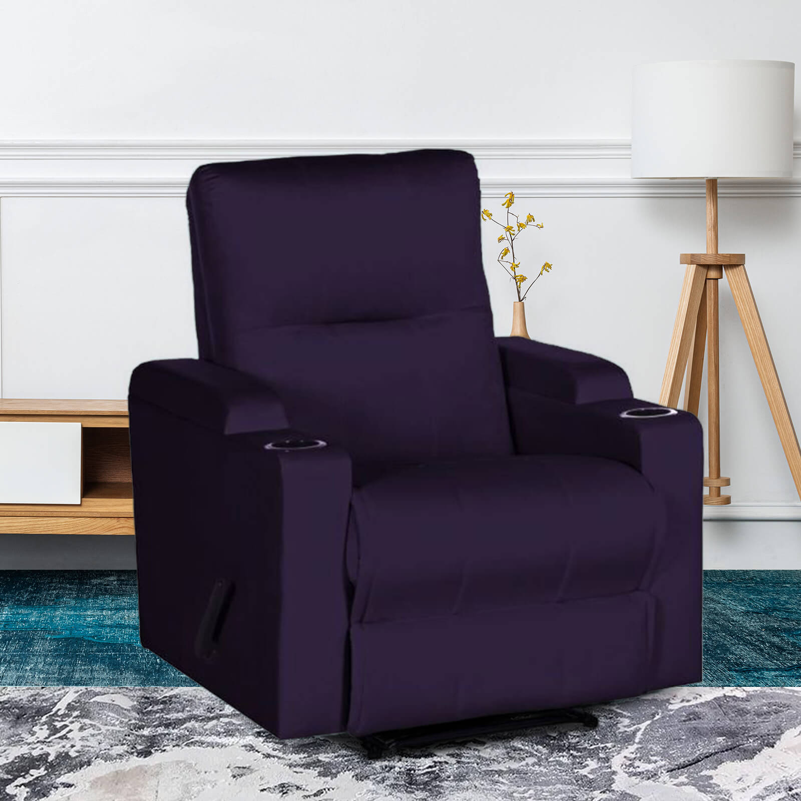Buy In House Velvet Rocking & Rotating Cinematic Recliner Chair With ...