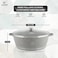 LIFE SMILE Cooking Pot   aluminum Soup Pot With Glass Lid   100% PFOA Free, Fixed Handle   Multi Layer Non-Stick Granite Coating   oven safe &amp; Dishwasher Safe (40CM (18 Liters), Gray)